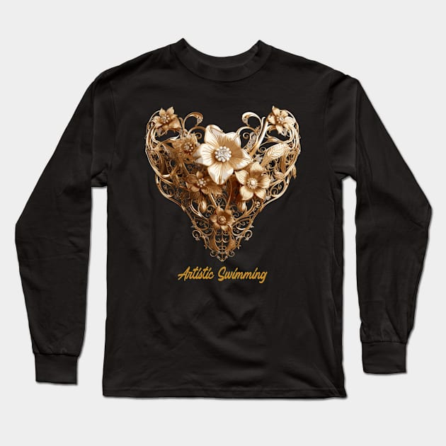 artistic swimming, synchronized swimming, golden dancers v1 Long Sleeve T-Shirt by H2Ovib3s